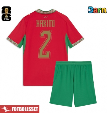 Marocko Achraf Hakimi #2 Hemmatröja Barn VM 2026 Kortärmad (+ Korta byxor)